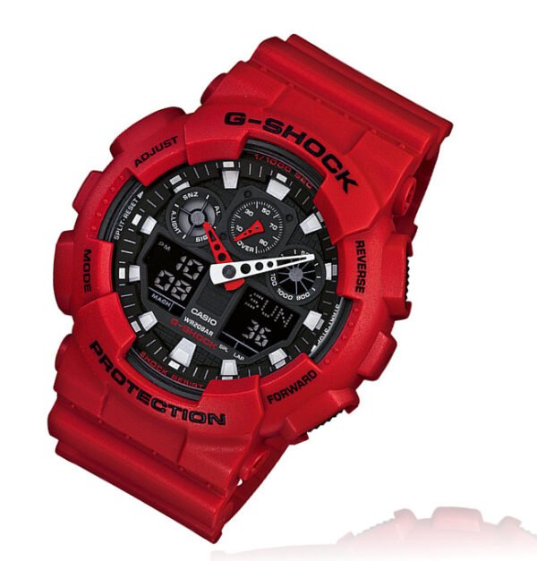 SPORTOWY-ZEGAREK-MESKI-CASIO-G-SHOCK-GA-100B-Box-Grawer-gratis Reloj Casio G-Shock GA-100B-4ADR Rojo