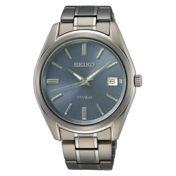 Reloj Seiko Hombre Analógico Titanio Azul Zafiro 100M Quartz Fecha